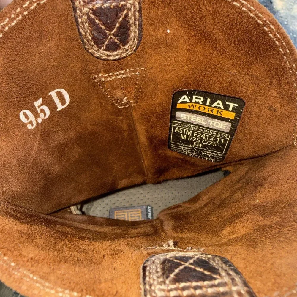 Ariat Rambler Western Boot Brown F2413-11 Leather Square Toe Western Boots 9.5D